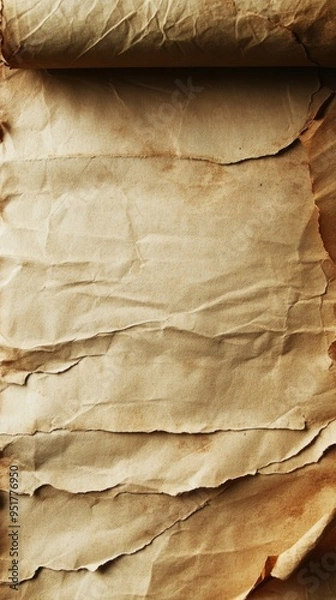 Fototapeta Old rolled paper background. An ancient parchment scroll resting featuring vintage texture