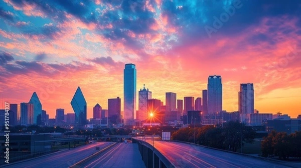 Obraz Dallas Skyline at Sunset