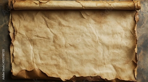 Fototapeta Old Rolled Paper Background. Aged Scroll Positioned Texture Perfect for Historical or Artistic Use