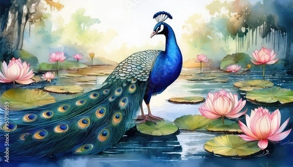 Fototapeta In some cultures, peacock feathers are considered symbols of beauty and luck.
