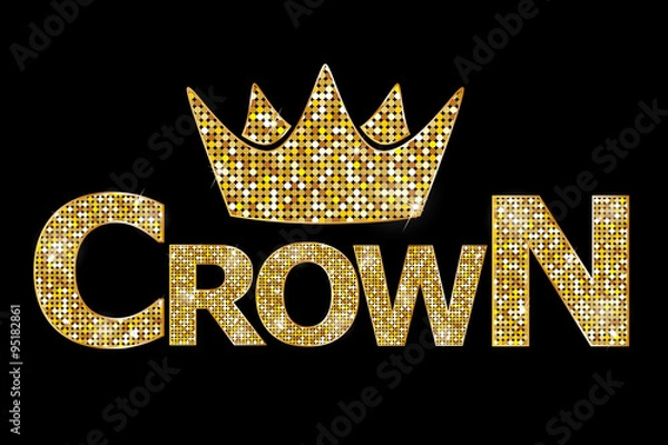 Obraz Vector illustration - Crown gold text
