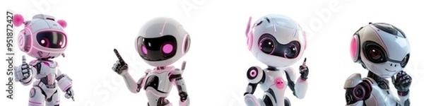 Fototapeta 3D AI chatbot, female pink and white - Artificial Intelligence digital concept, cutout