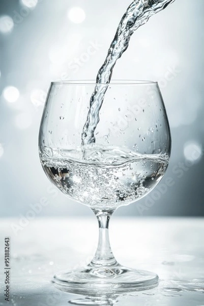 Obraz Clear Water Being Poured into Glass with blurred background