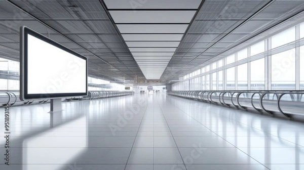 Fototapeta Airport Terminal with Blank Billboard.