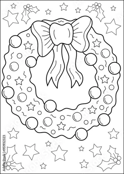 Obraz wreath coloring book page