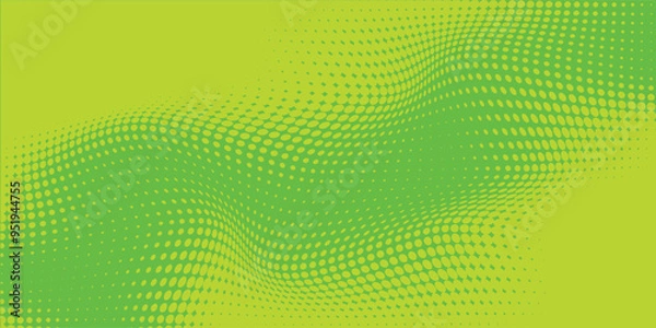 Fototapeta Dots halftone green color pattern gradient texture with technology digital background. Dots pop art comics with nature graphic design.