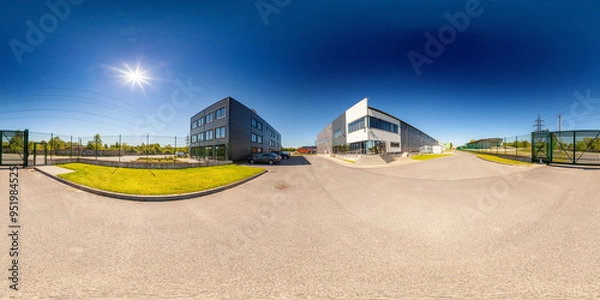 Fototapeta Network servers in a data center. Tier III carrier neutral data center. Server rooms.. 360 degrees panorama	