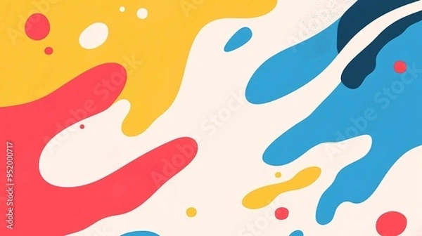 Fototapeta Vibrant abstract background with colorful fluid shapes in red, yellow, and blue.