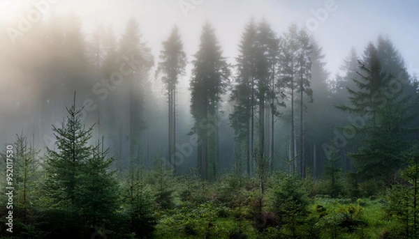 Fototapeta Mystic Foggy Forest