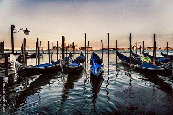 Obraz gondolas at sunset