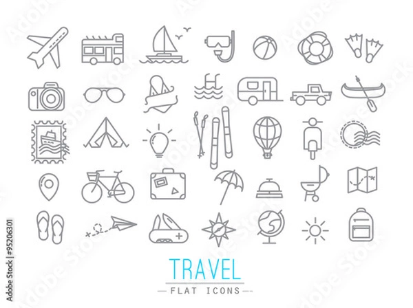 Fototapeta Travel flat icons