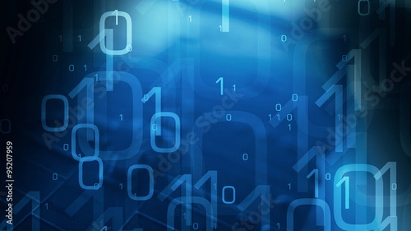 Fototapeta Computer binary code abstract blue background