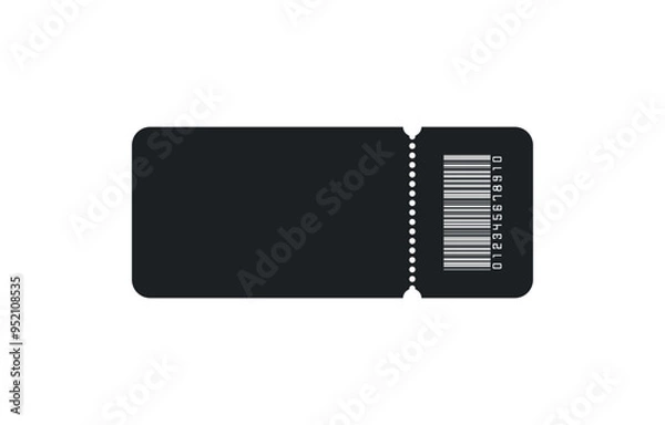 Fototapeta Blank black ticket with barcode, isolated vector templates with copy space on white background