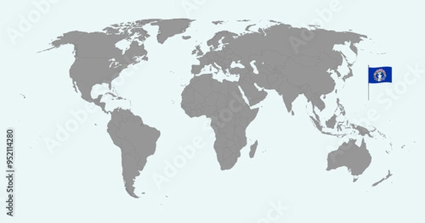 Fototapeta Pin map with Northern Mariana Islands flag on world map. Vector illustration.