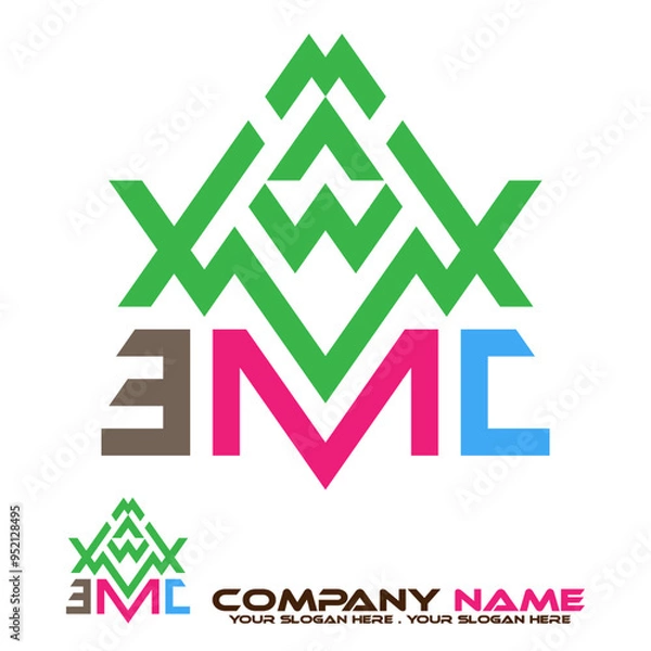 Obraz  w, m, logo design, business logo, companyname, crown, icon, business, vector, concept, symbol, design, people, illustration, network, sign, infographic, communication, web, molecule, 3d, social, inte