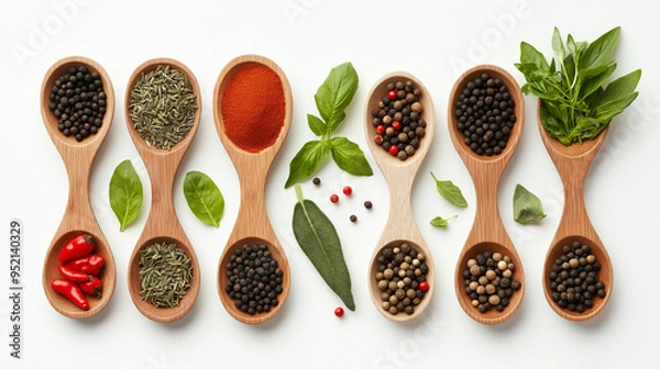 Fototapeta herbs and spices isolated on background