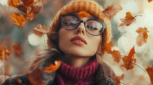 Fototapeta An incredibly beautiful and fashionable trend for autumn and winter, showcasing chic and sophisticated styles with rich textures, warm tones, and luxurious layers, perfect for embracing the season's e