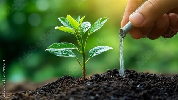 Fototapeta Sowing seeds of a sustainable future: nurturing young trees today to combat global warming and preserve our planet for future generations