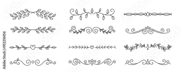 Obraz Hand drawn ornamental divider white background set.