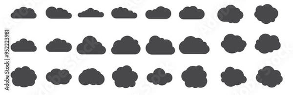 Obraz Black cloud shapes set.