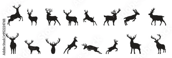 Obraz Deer silhouette vector set