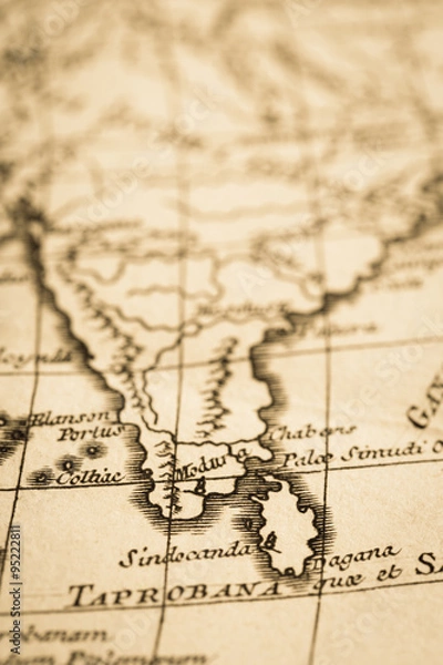 Fototapeta アンティークの世界地図　インド