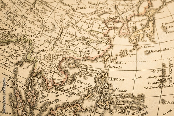 Fototapeta アンティークの世界地図　アジア