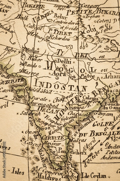 Obraz アンティークの世界地図　インド