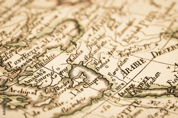 Fototapeta アンティークの世界地図　ヨルダン川西岸地