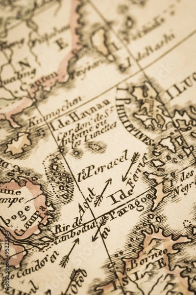 Obraz アンティークの世界地図　東アジア