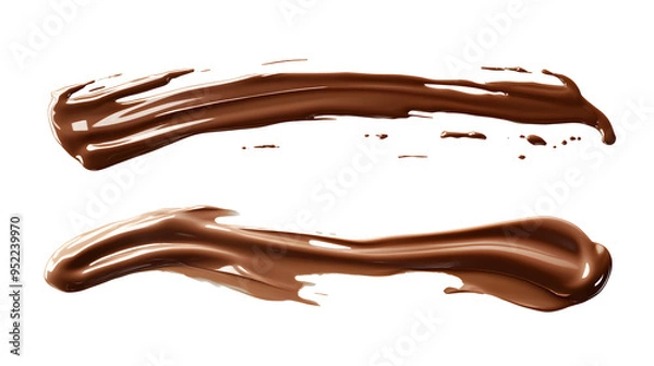 Fototapeta Set of Chocolate liquid smear or stain isolated on transparent background