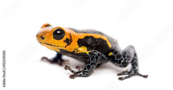 Obraz Vibrant orange and black Mimic Poison Frog, Ranitomeya imitator jeberos, isolated on white