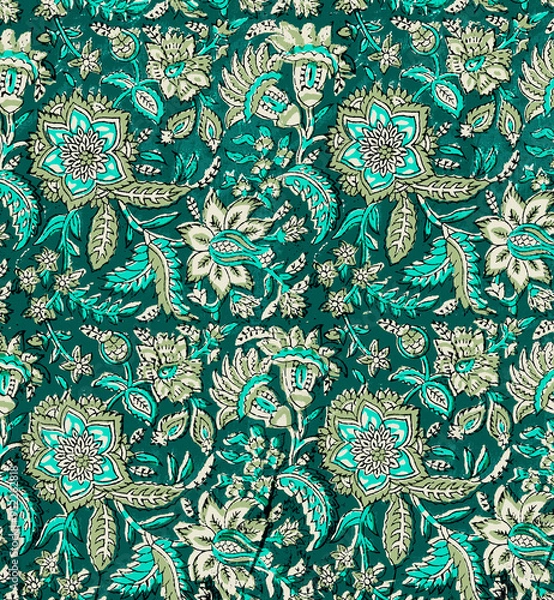 Obraz Ajrakh Pattern and block print and batik print Background digital printing textile pattern