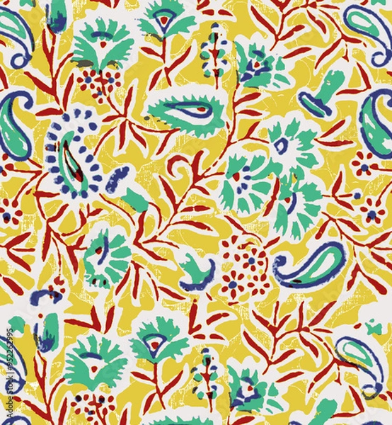 Obraz Ajrakh Pattern and block print and batik print Background digital printing textile pattern