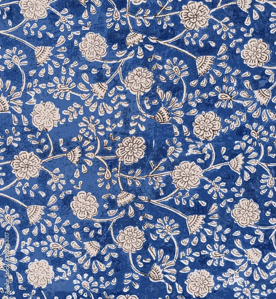 Obraz Ajrakh Pattern and block print and batik print Background digital printing textile pattern