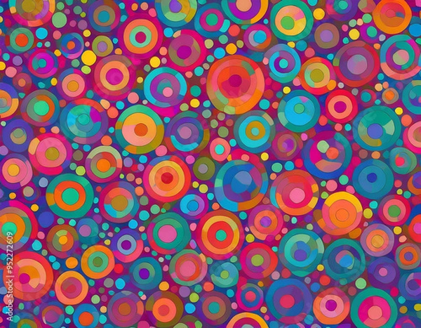 Fototapeta Bright Polka Dot Pattern Abstract and Playful Retro Design with Colorful Circles and Bold Background
