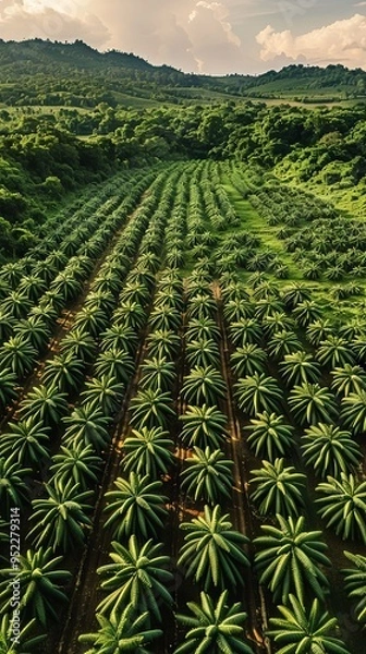 Fototapeta Aerial view of prepared cassava farm for bio ethanol production