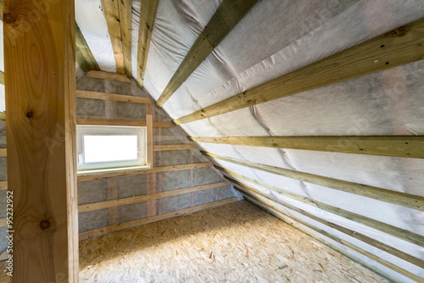 Obraz Attic with vapor barrier and window