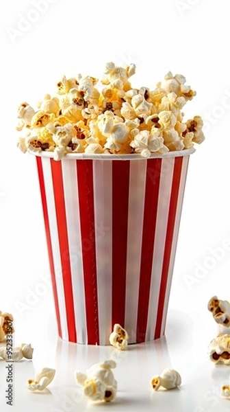 Fototapeta Popcorn in large bucket White background