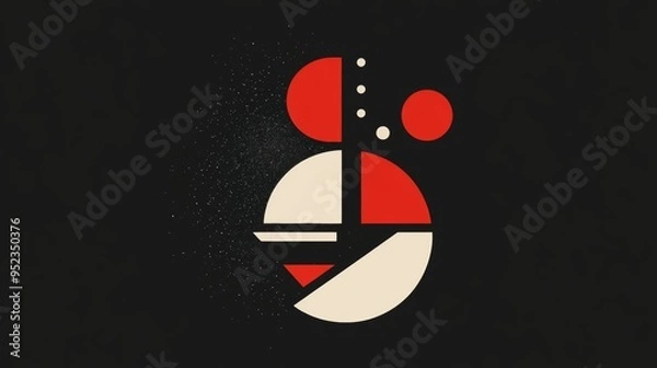 Obraz A black and white poster with a red and white circle in the middle