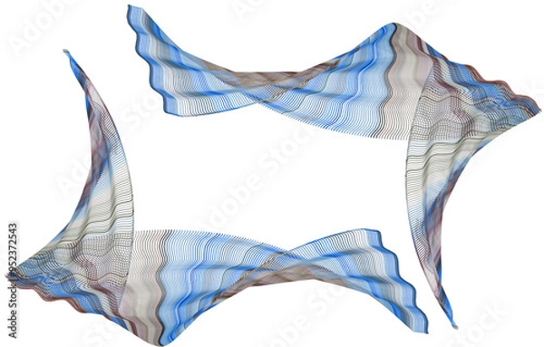 Obraz offenes Rechteck feine dünne wellenförmige Linien blau rose abstrakt copy space