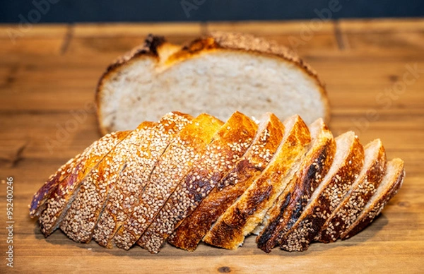 Obraz Freshly baked bread sliced