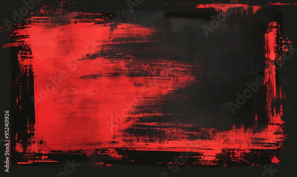 Fototapeta Red and black color background, brush stroke, grunge style, minimalistic design, epic wallpaper
