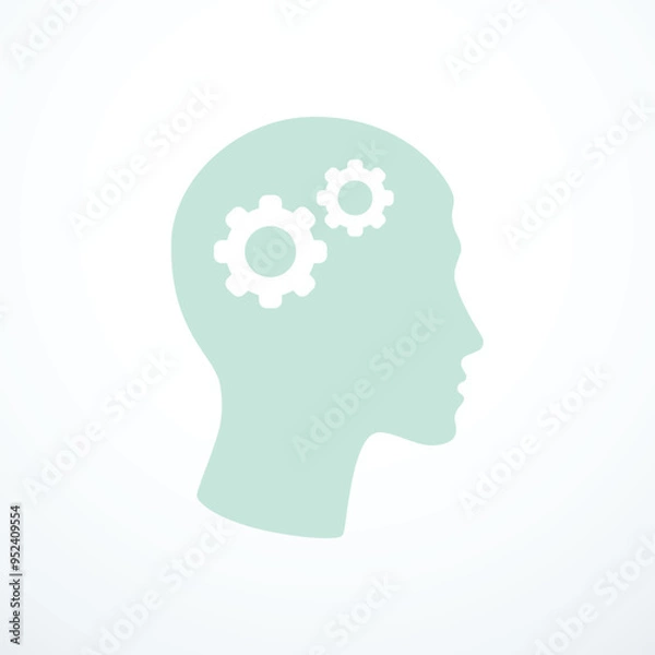 Fototapeta Head and gears thinking concept. Vector illustration