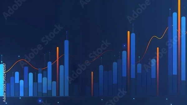 Fototapeta Detailed Financial Data Visualization with Fluctuating Graph Trends