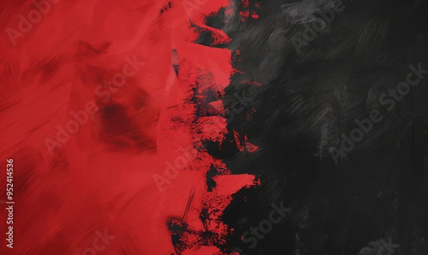 Fototapeta Red and black color background with brush strokes. A minimalistic design for social media profile picture.