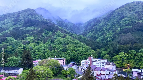 Obraz 栃木県那須塩原市　温泉街　街並み