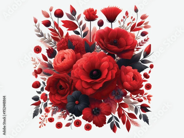 Obraz Red Flower pattern design