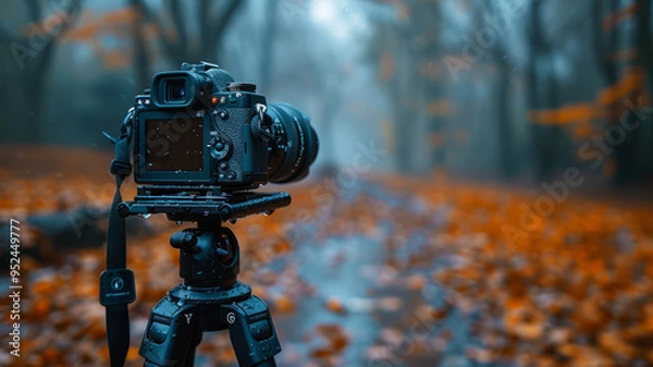 Fototapeta old fashioned camera on a tripod