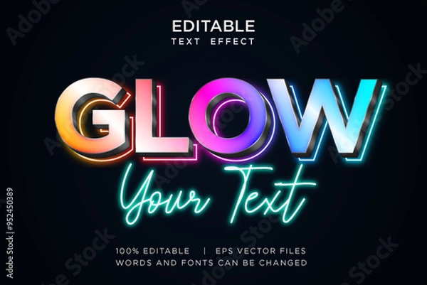 Fototapeta glow neon text effect